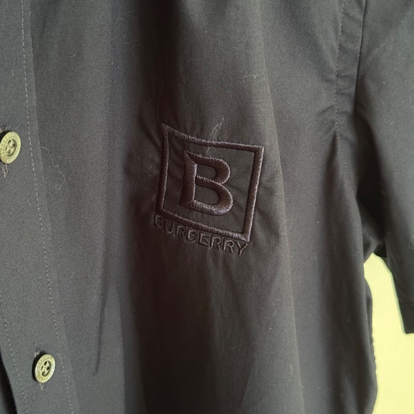 Men's Burberry Short-Sleeve Button Down Navy Check Sz M - Picture 4 of 9